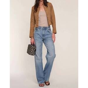 NEW HEARTLOOM christy long sleeve blazer in faux brown suede